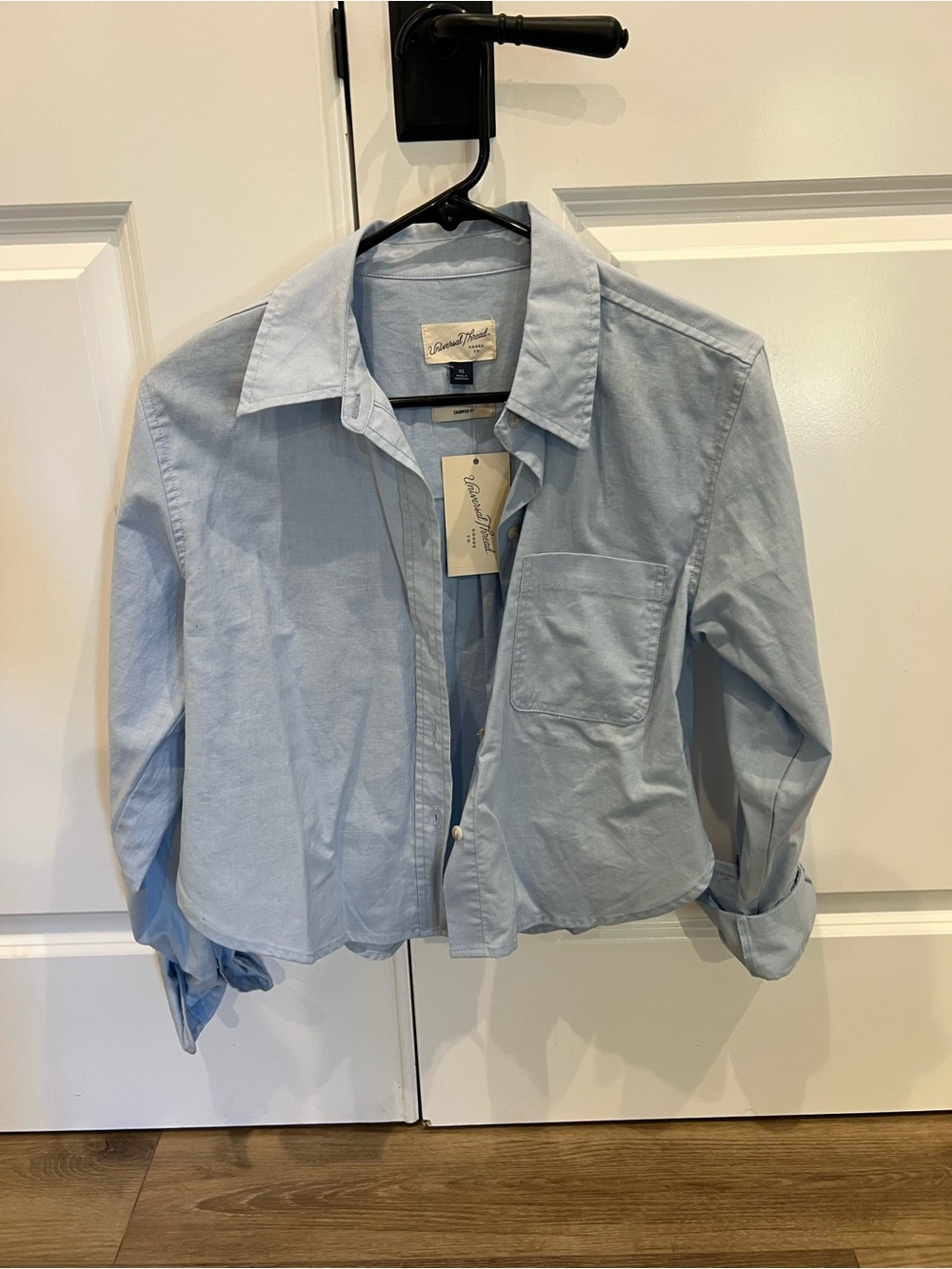 Light Blue Button-Up Cropped Shirt
